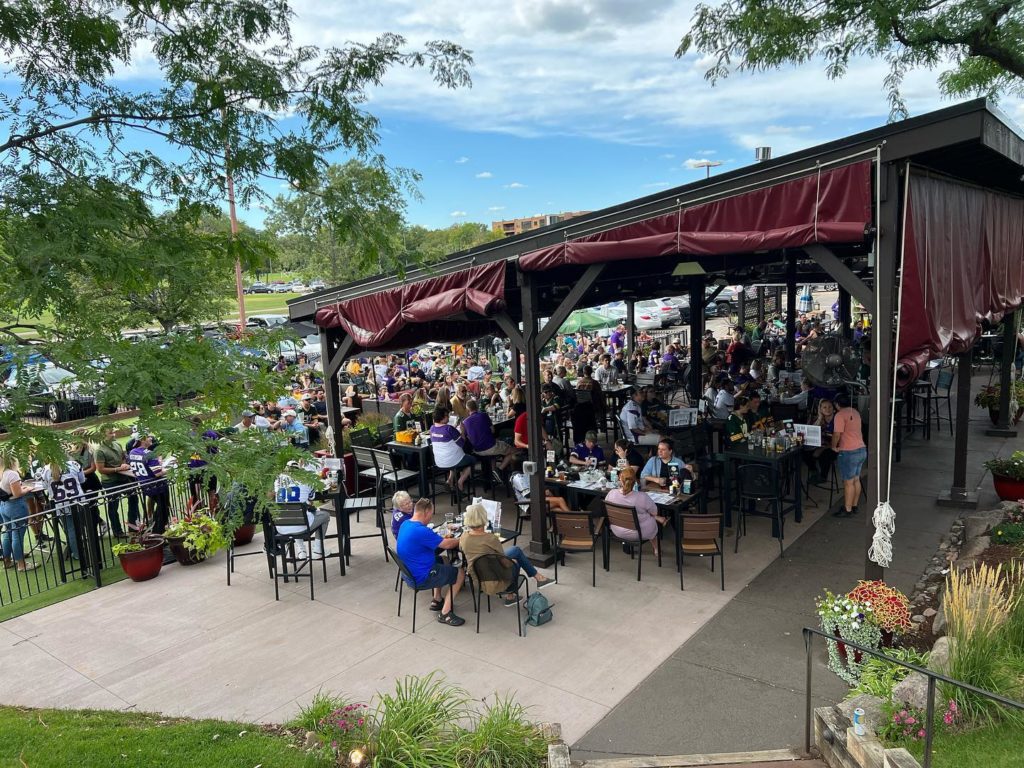 Vikings vs Packers game viewing on the patio at Park Tavern