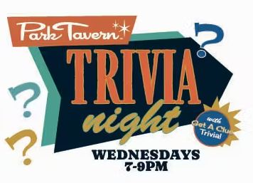 Sign announcing trivia on Wednesdays from 7-9 pm