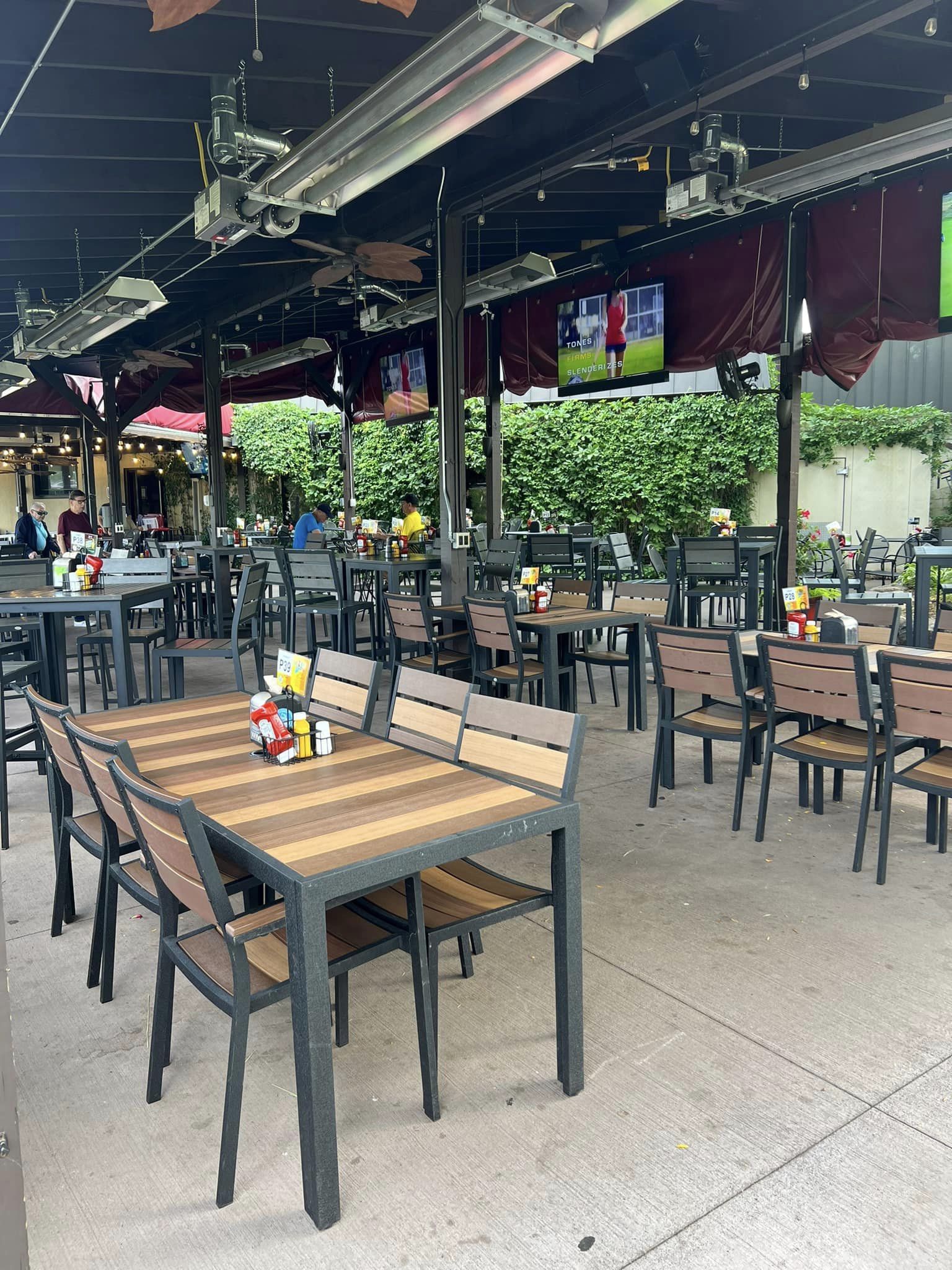 Tables on the covered patio