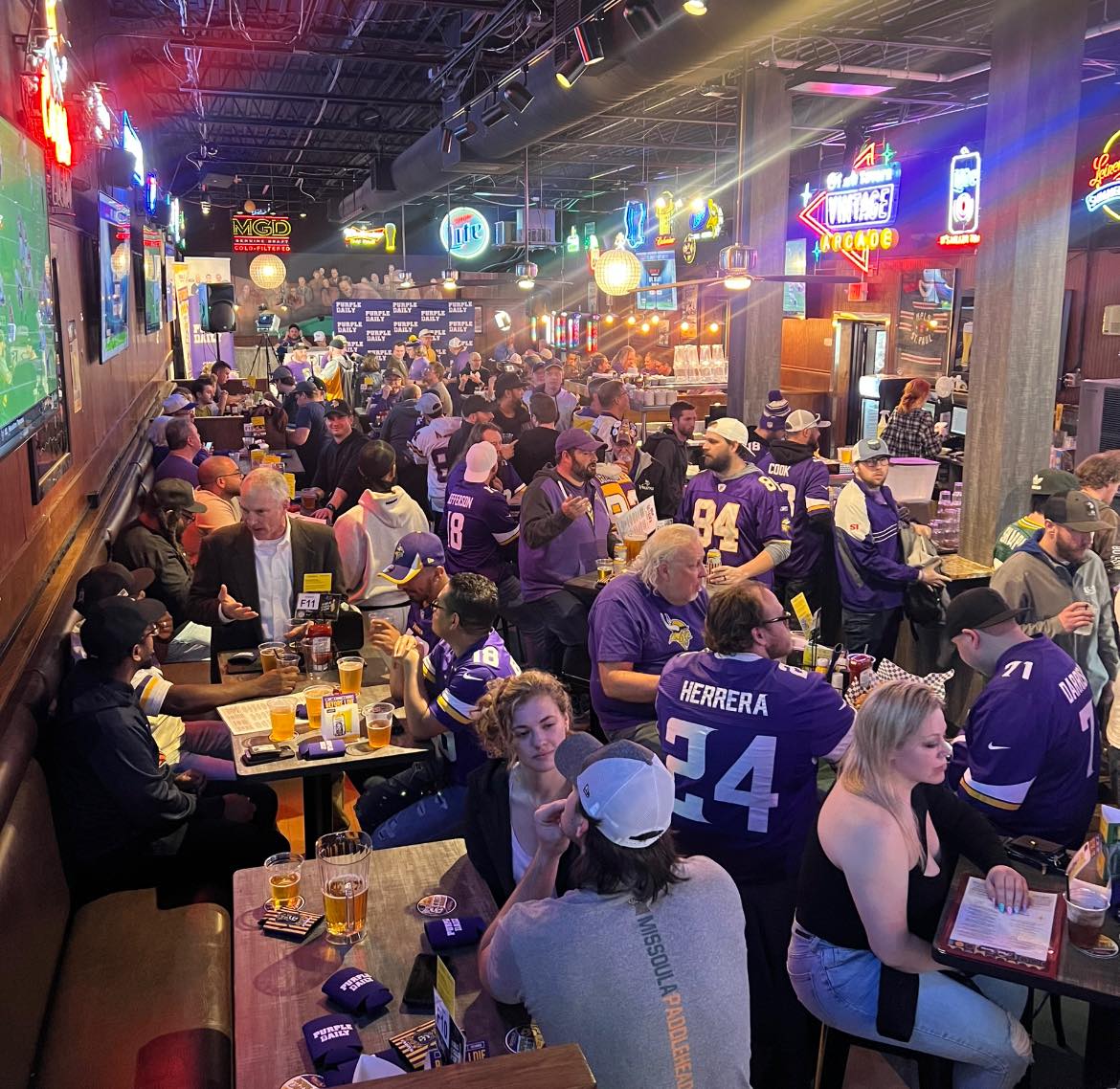 11th frame bar packed with Vikings fans