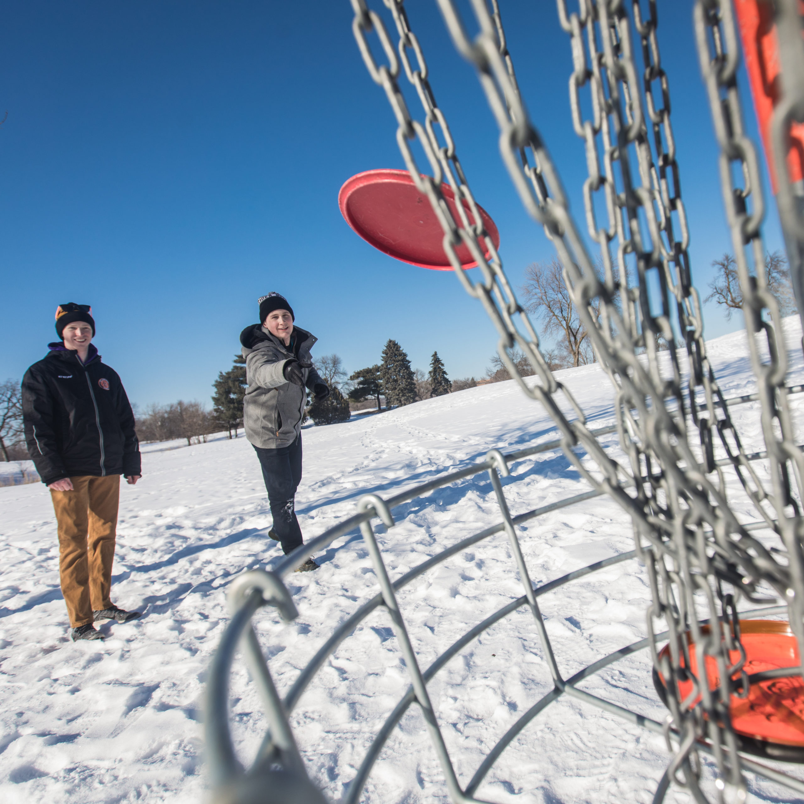 playing disc golf in winter - photo Rebecca Slater