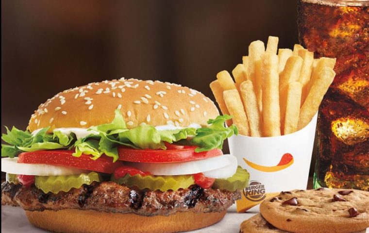 Whopper with fries, coke and chocolate chip cookies