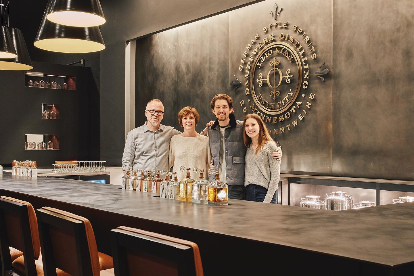 the owner's family behind the bar