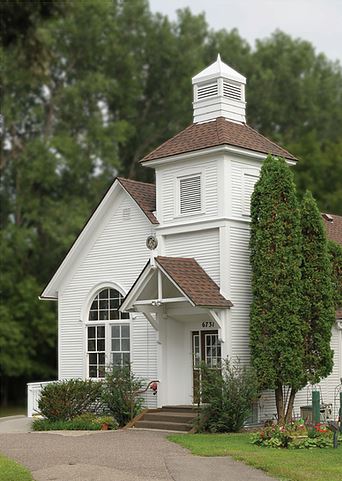 exterior view of the little white church