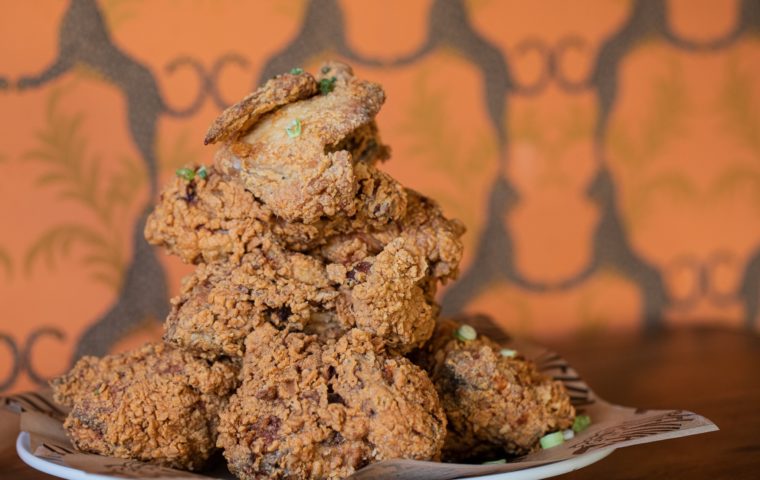 plate piled high with fried chicken