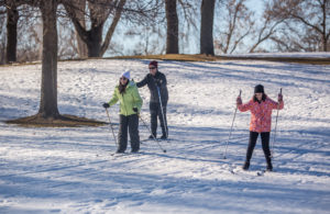 Family cross-country skiing at Brookview