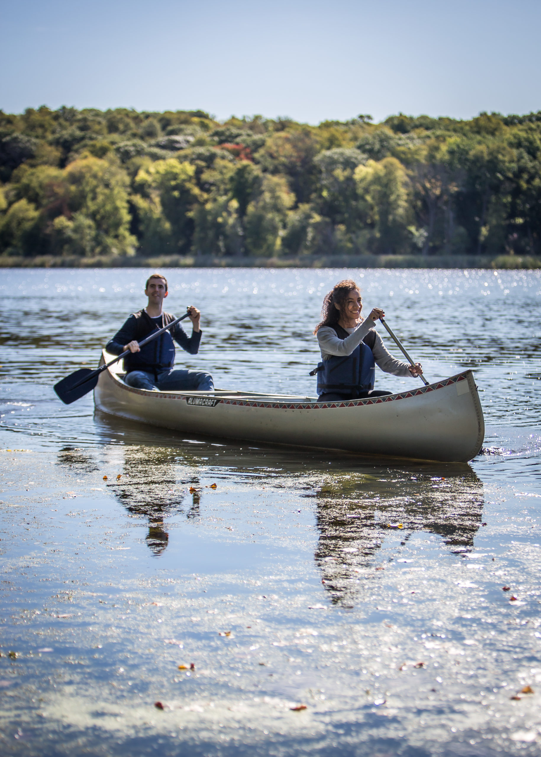 couple canoeing on Westwood Lake