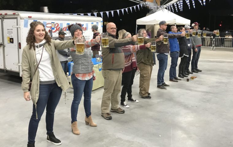 Stein holding contest at ROCtoberfest in St. Louis Park
