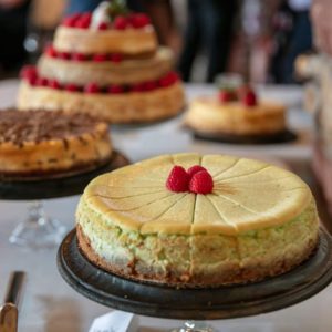 table of a variety of cheesecakes 