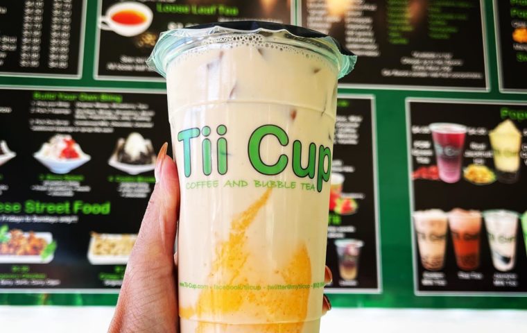 jasmine milk tea with mango pudding from Tii Cup