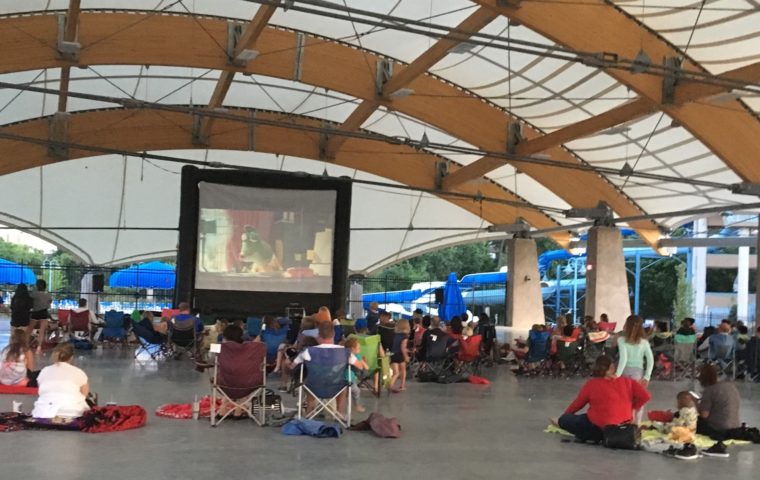 families watching a movie at The ROC