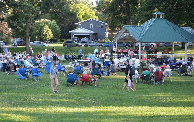 a concert at the gazebo in Brookview Park