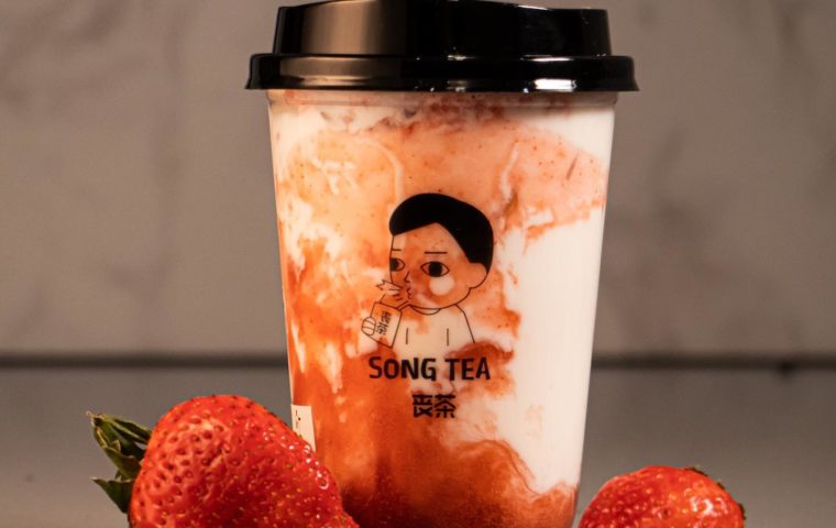 dirty strawberry drink from Song Tea and Poke