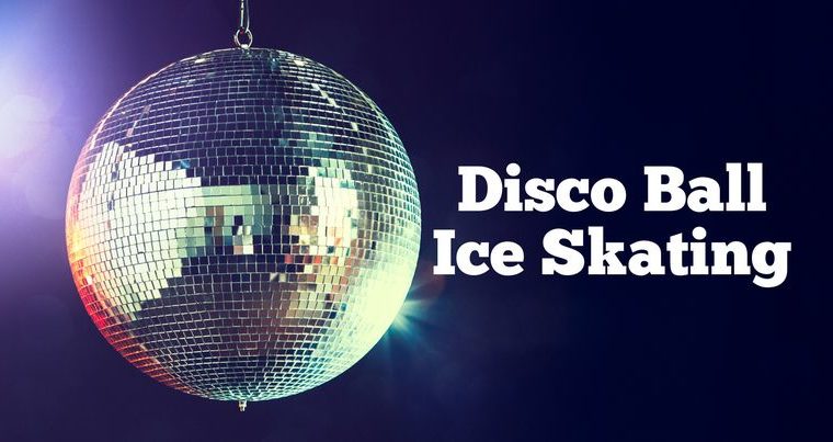 Photo of a disco ball to promote ice skating at the SLP Rec Center