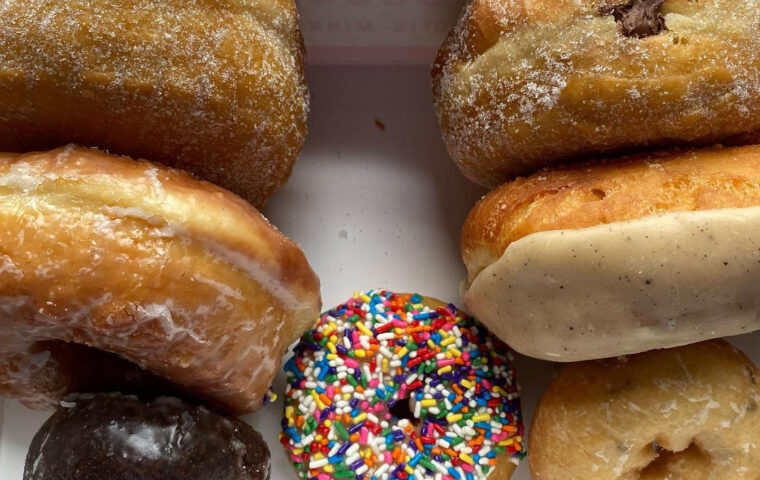 A box with all the flavors of doughnuts from Bogart's Doughnut Co.